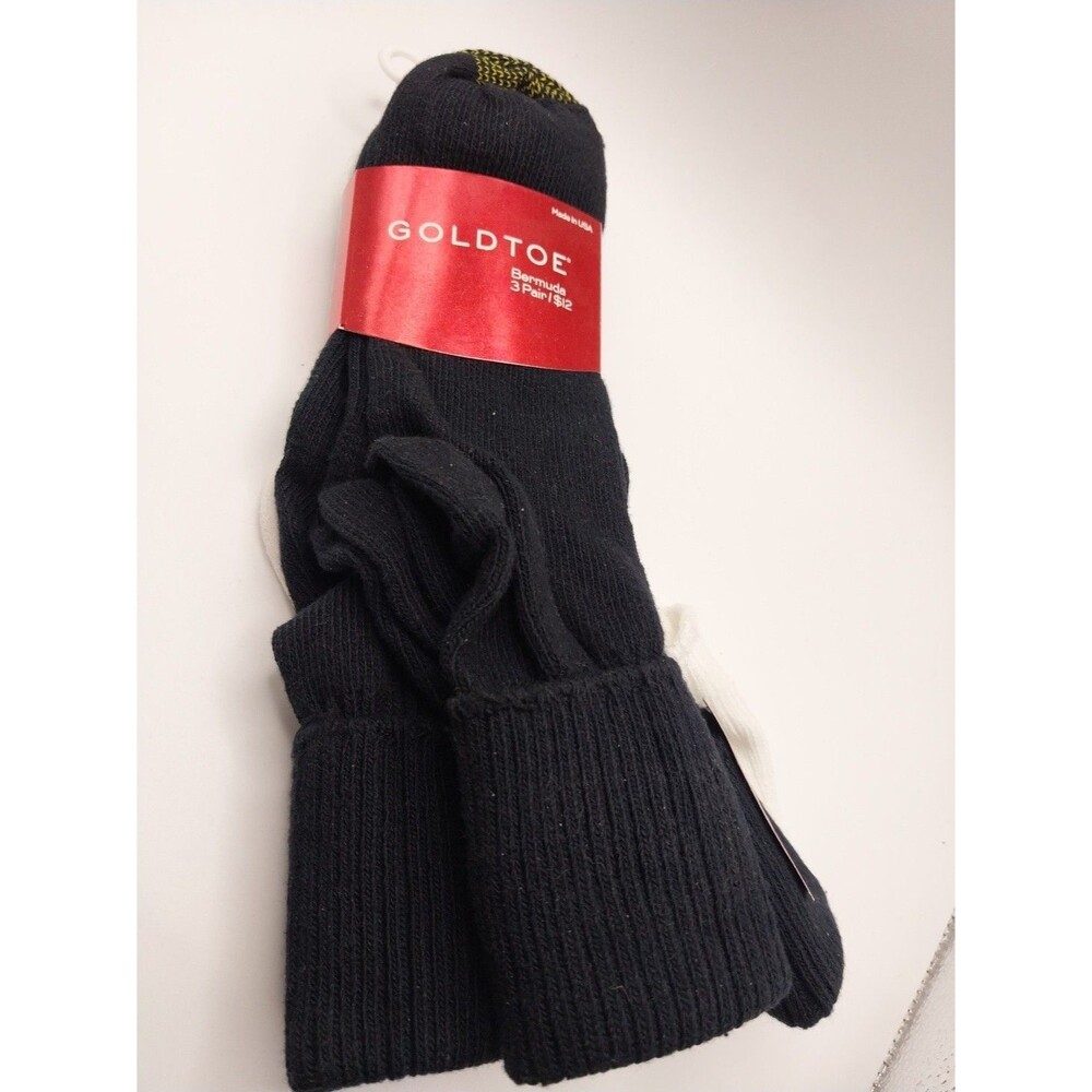 NWT Goldtoe Bermuda Socks - 3 Pair Black 1 Free Pair White